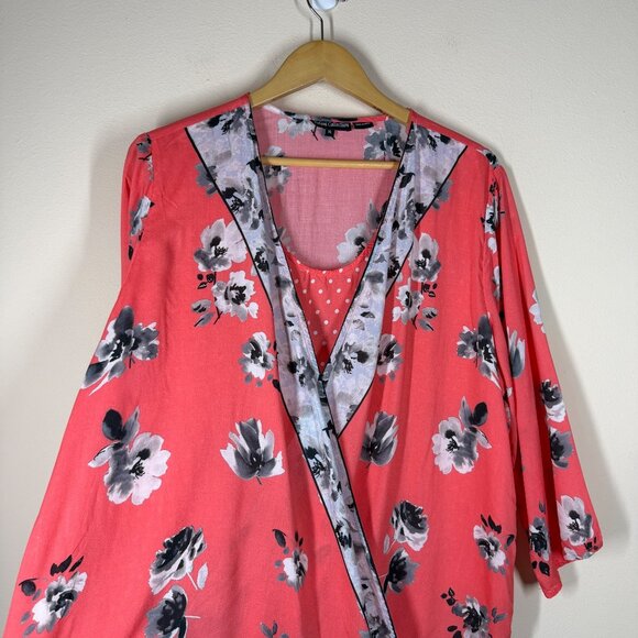 Tolani Collection Floral Twist Front Woven Top Coral Womens Size XL Boho Femme - Picture 4 of 8